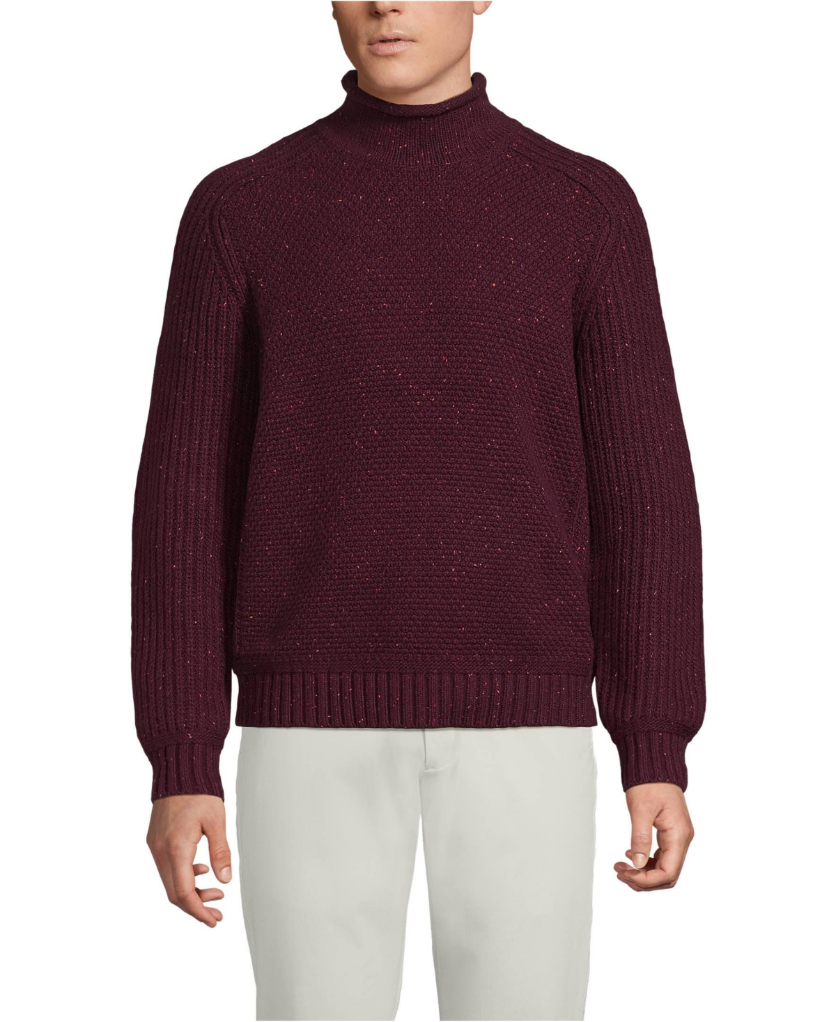 Lands' End Men's Long Sleeve Roll Neck Sweater