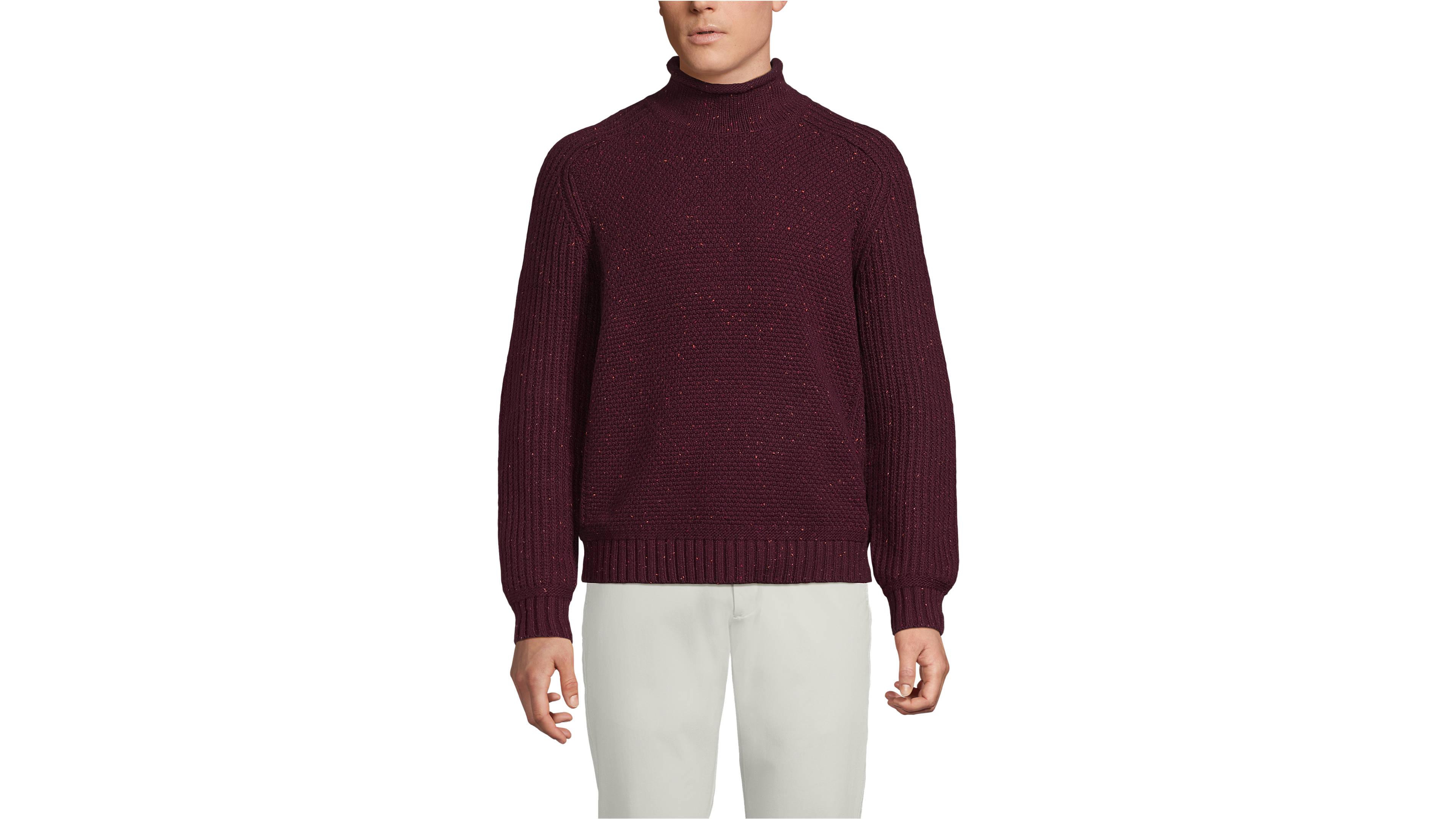 Lands' End Men's Long Sleeve Roll Neck Sweater