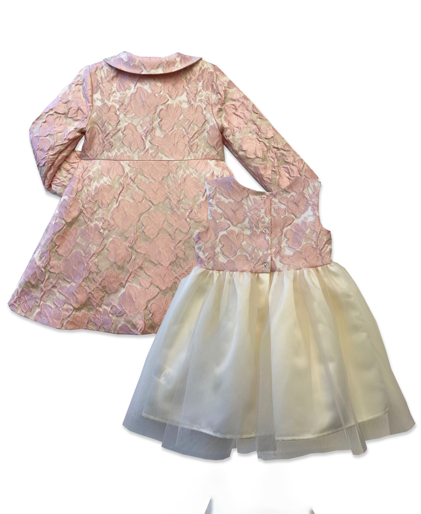 Комплект Blueberi Boulevard Jacquard Coat and Sleeveless Dress, 2-Piece Set для девочек, цвет: Розовый — фото 2