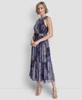 Women's V-Neck Sleeveless Tie Waist Dress