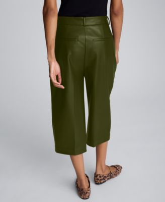 Women’s Faux Leather High Rise Pintuck Culotte