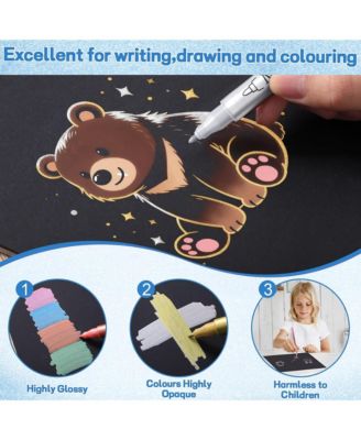 24 Colors Metallic Markers, Dual Tip Glitter Pens, Acrylic Paint Markers for DIY Crafts, Scrapbooking, Glass, Wood and Cards