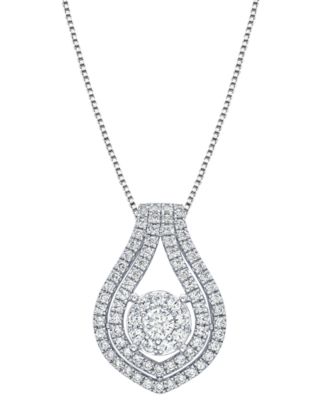 Macy's - White Diamond Pendant Necklace (1 ct. t.w.) in 10K White Gold
