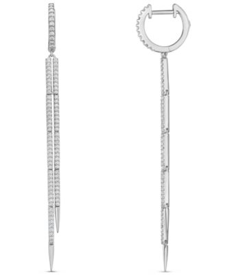 White Diamond (1 ct. t.w.) and Sapphire (0.03 ct. t.w.) Earrings in 10k White Gold