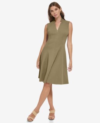 Women's Collared V-Neck Knee-Length Dress