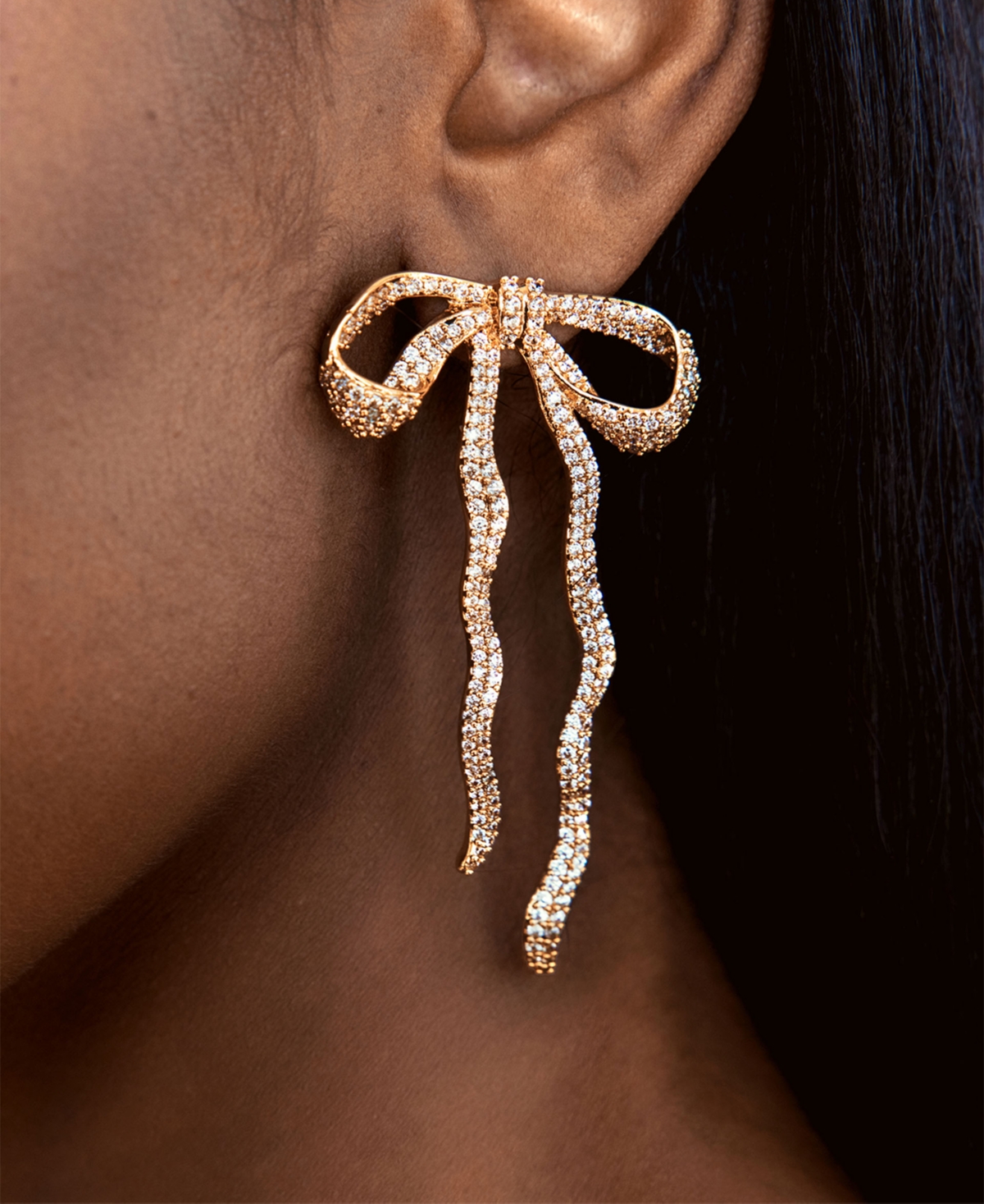 Ettika Pave Bow Statement Earrings In Gold