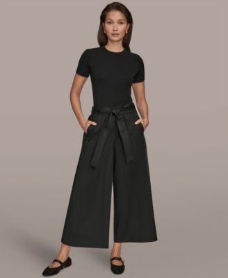 Women's High-Rise Self Belted Crop Pants