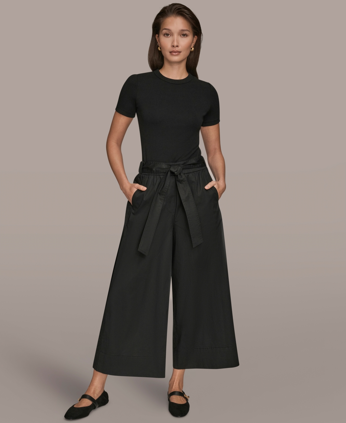 Donna Karan Weekend Women's High-Rise Self Belted Crop Pants
