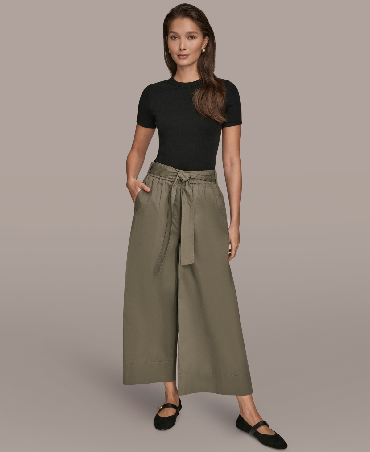 Donna Karan Weekend Women's High-Rise Self Belted Crop Pants