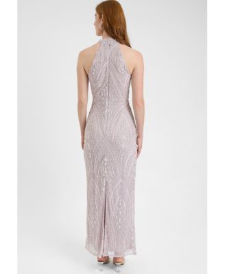 Women's Embellished Sequin Beaded Maxi Dress