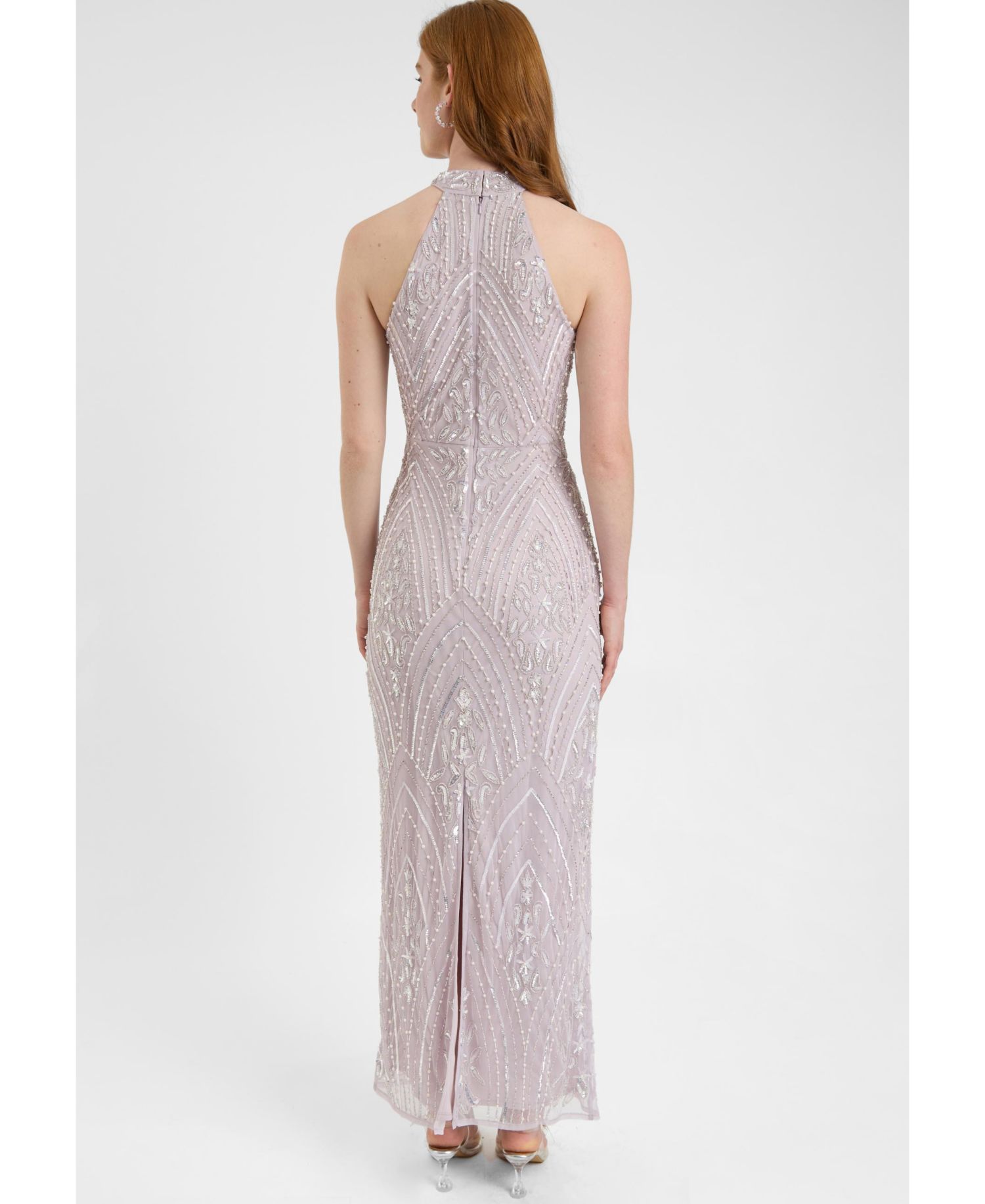 Women's Embellished Sequin Beaded Maxi Dress