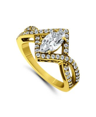 Cubic Zirconia Marquise Center Stone Split Shank Ring