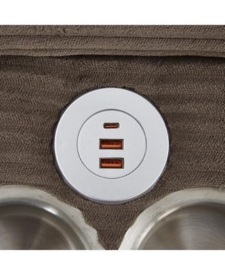  Modern U-shaped Corduroy Sofa with Storage, Cup Holders & USB Ports