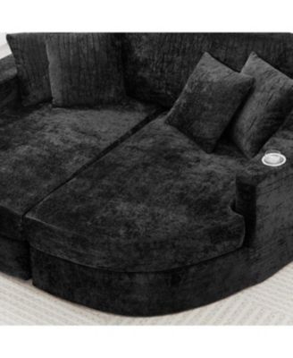 Streamdale Full-Compressed Chaise Sofa 80" Curved Boneless Couch with Cup Holders, Black