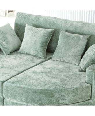 Streamdale Full-Compressed Chaise Sofa 80" Curved Boneless Couch with Cup Holders, Black