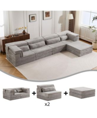 86" Modern Chenille 3-Seater Sofa with Rolled Arms & Wood Legs