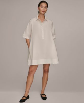 Women's Elbow-Sleeve Hidden Placket Dress