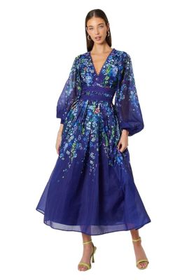 Coast Women's Organza Floral Lace Trim Midaxi Dress