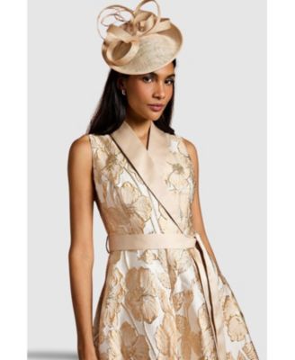 Women's Sleeveless Tux Jacquard Midi Dress