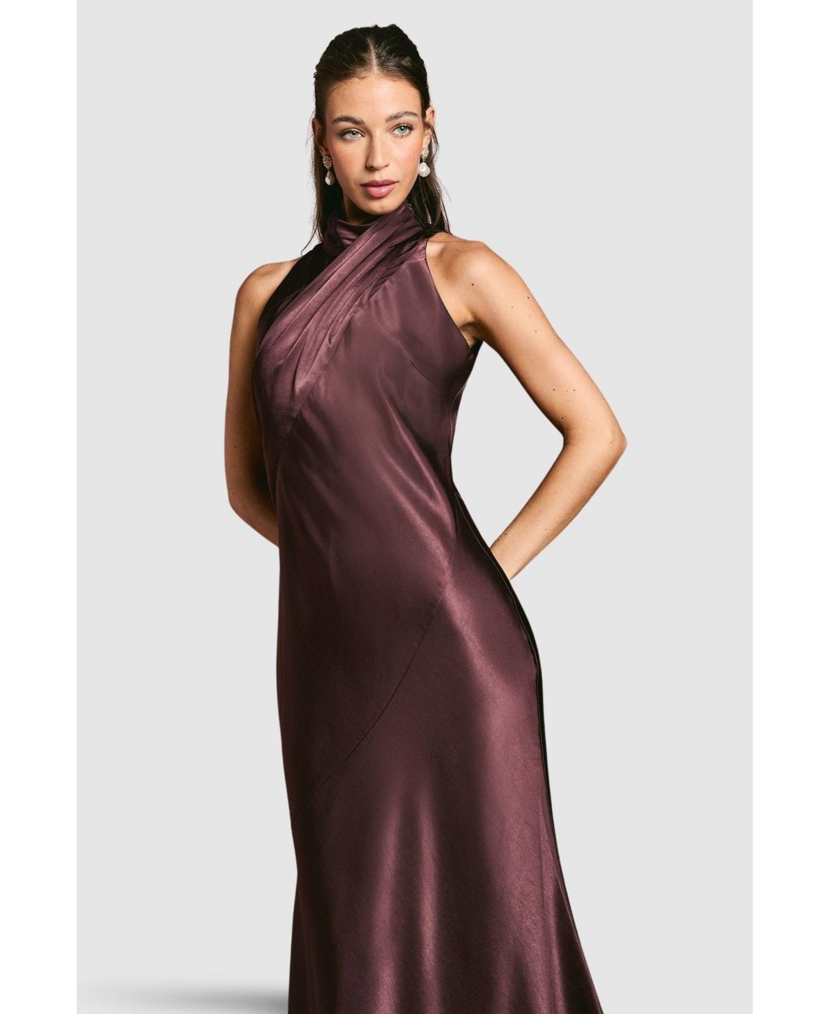 Coast Women's Satin High Neck Fishtail Maxi Dress