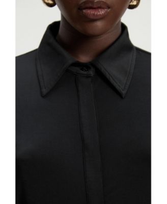 Women's Drapey Crepe Slim Collared Shirt