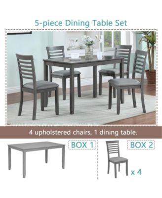 5-Piece Modern Dining Set with Rectangular Wood Table and 4 Upholstered Chairs