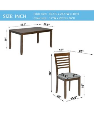 5-Piece Modern Dining Set with Rectangular Wood Table and 4 Upholstered Chairs