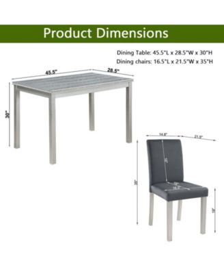 5-Piece Silver Grey Crystal Accent Wood Dining Set with Rectangular Table and 4 Upholstered Chairs