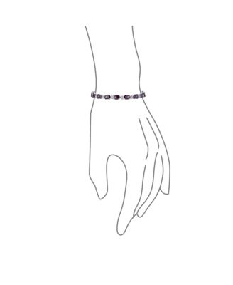  Alternating Oval Shape Purple CZ Cubic Zirconia Tennis Bracelet Silver Plated 7 Inch