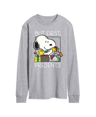 AIRWAVES - Men's Peanuts Christmas Snoopy But First Presents Graphic Long-Sleeve T-Shirt