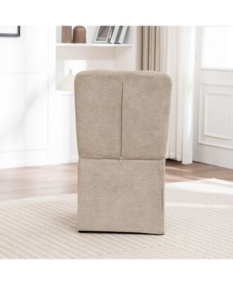 Streamdale Linen Dining Chairs, Modern Fabric Side Chairs, Padded Seat, Set of 2 (Brown