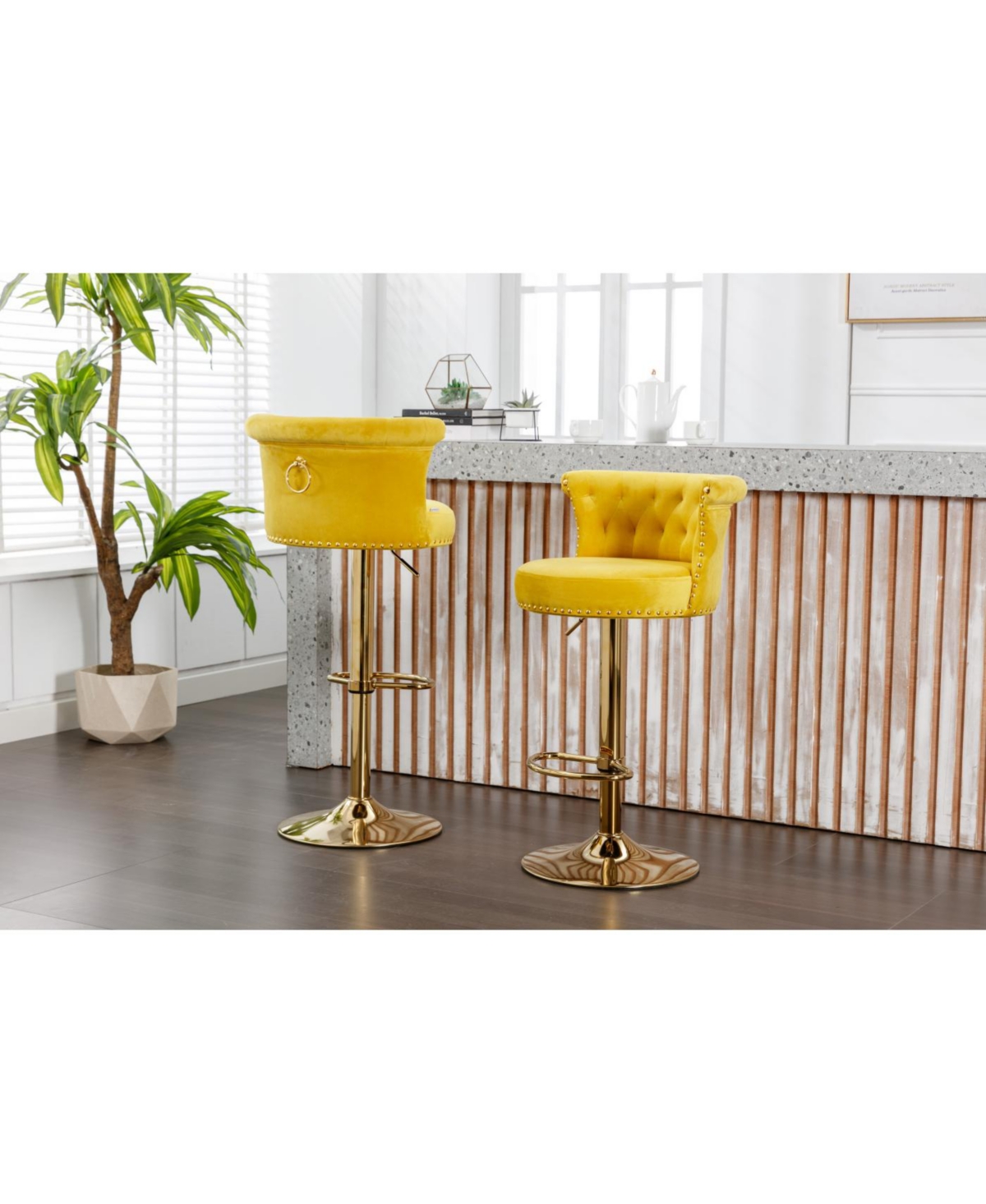 Streamdale Velvet 360 Rotating Bar Chair with Adjustable Height - Modern Kitchen Island Chair