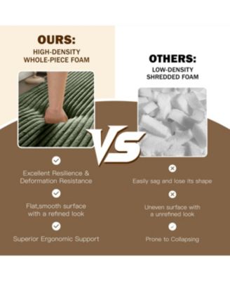 Streamdale Modern Floor Sofa with 2 Pillows, Convertible Plush Corduroy Sleeper Sofa Bed, Green