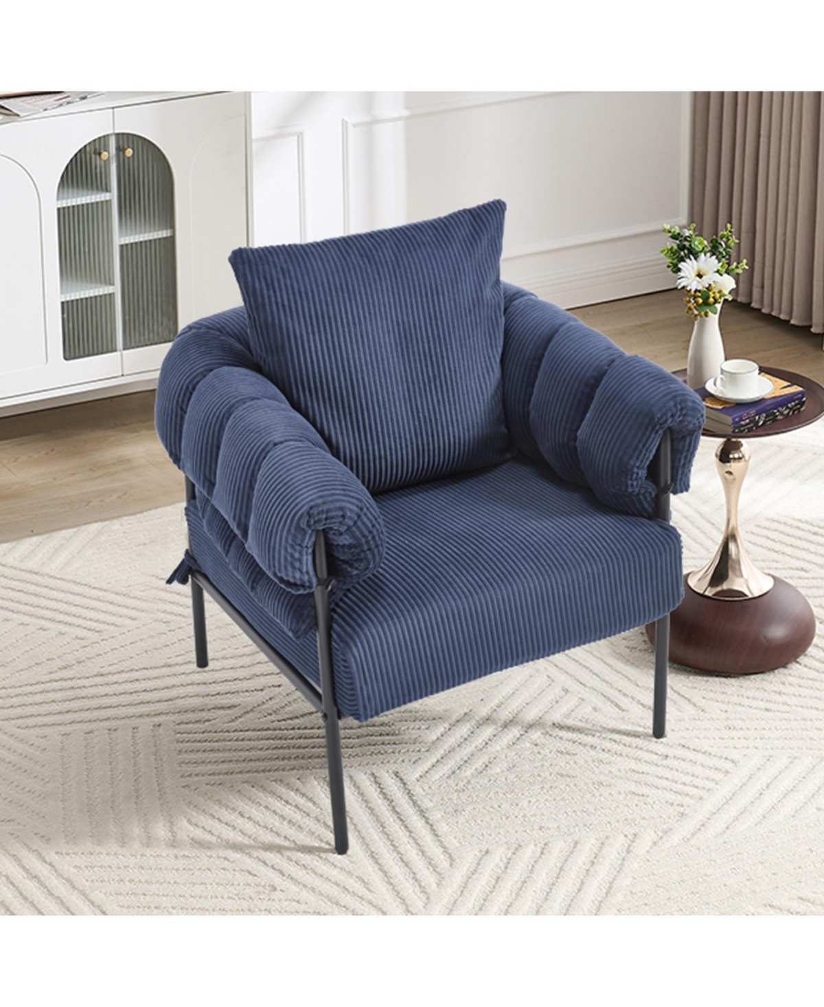 Streamdale Furniture Streamdale Modern Teddy Fleece Upholstered Chair with Gold Metal Legs