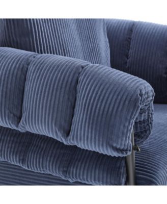 Streamdale Modern Teddy Fleece Upholstered Chair with Gold Metal Legs, Dark Blue