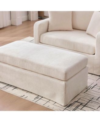 Streamdale Modern Upholstered Farmhouse Chair & Ottoman Set, Beige
