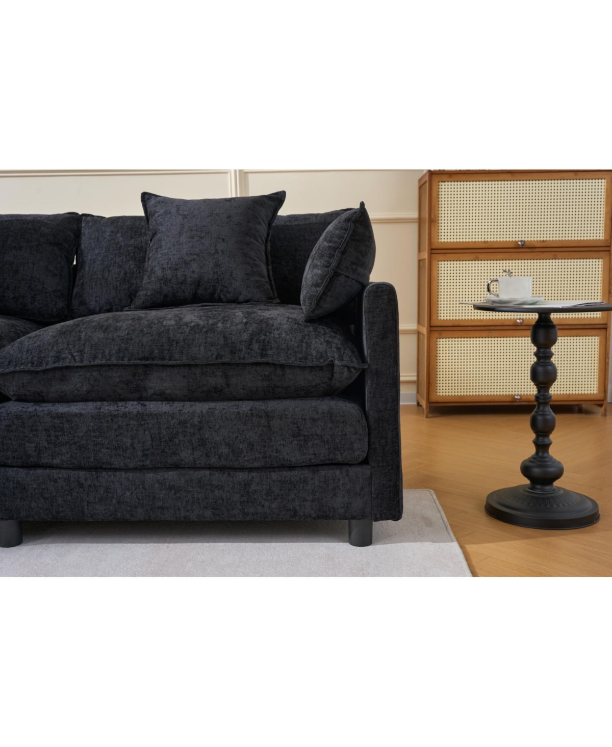 Streamdale Modern L-Shaped Cloud Couch with Ottoman - 4-Seat Chenille Sofa