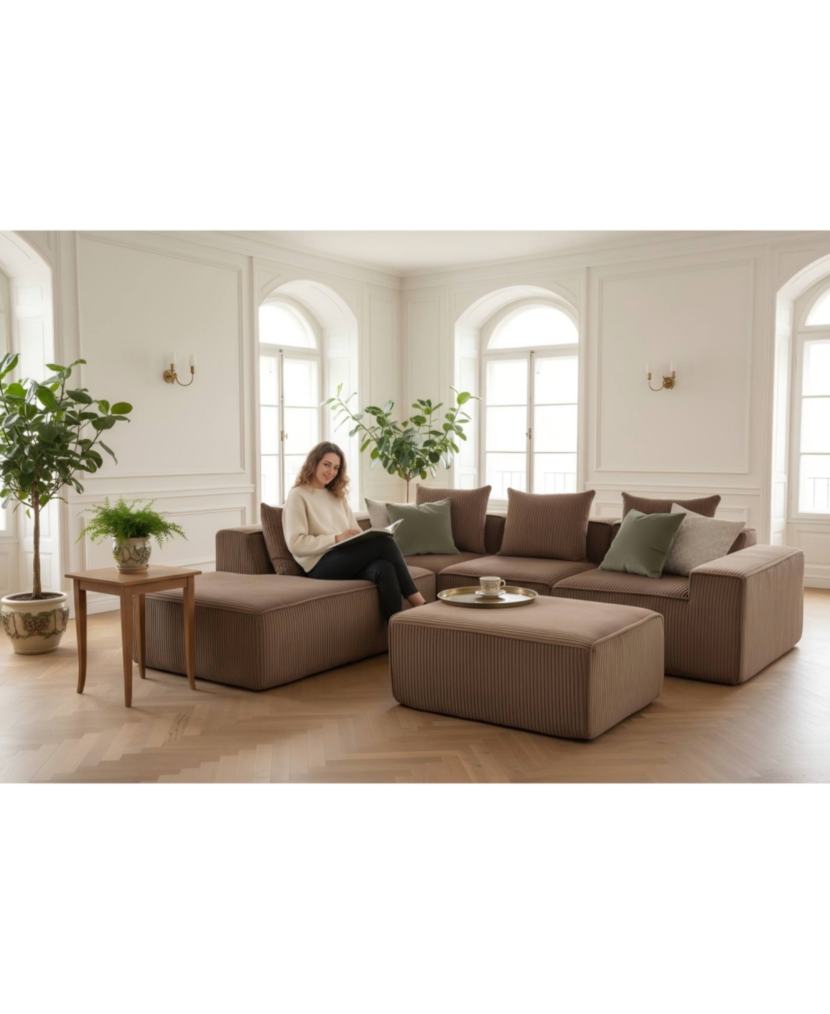Streamdale Furniture Streamdale Exquisite Full Foam Compressed Sofa - Premium Modular Sectional, Warm Brown