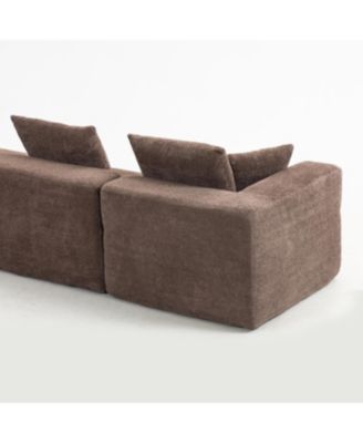  Modular Sectional Sofa, Full-Foam, Textured Brown Upholstery,