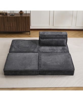 Compression Sofa, Convertible Floor Sofa Bed, Modular Sectional, Dark Grey
