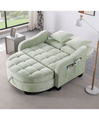 Streamdale Two-seater sofa with storage chaise and throw pillows - Cyan