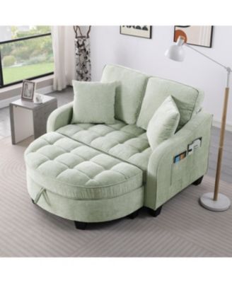 Streamdale Two-seater sofa with storage chaise and throw pillows - Cyan