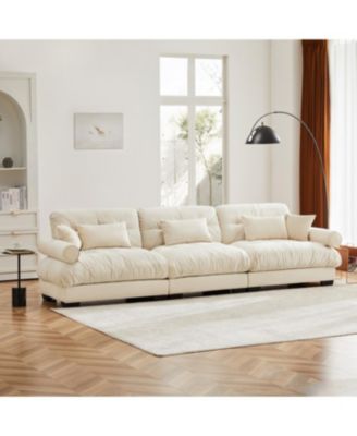 Streamdale Extra Large 3 Seat Modern Velvet Sofa, Oversize, Cloud-Like Comfort, Cream