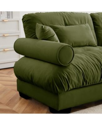 Streamdale U Shape Modular Sectional Sofa Couch with Two Ottomans, Olive Green