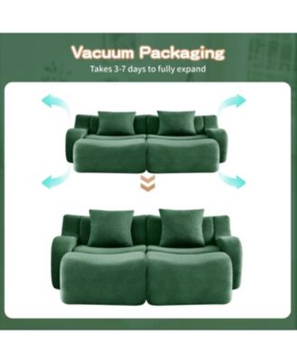 Streamdale Soft Teddy Fabric Boneless Sofa with Anti-Slip Design, Green