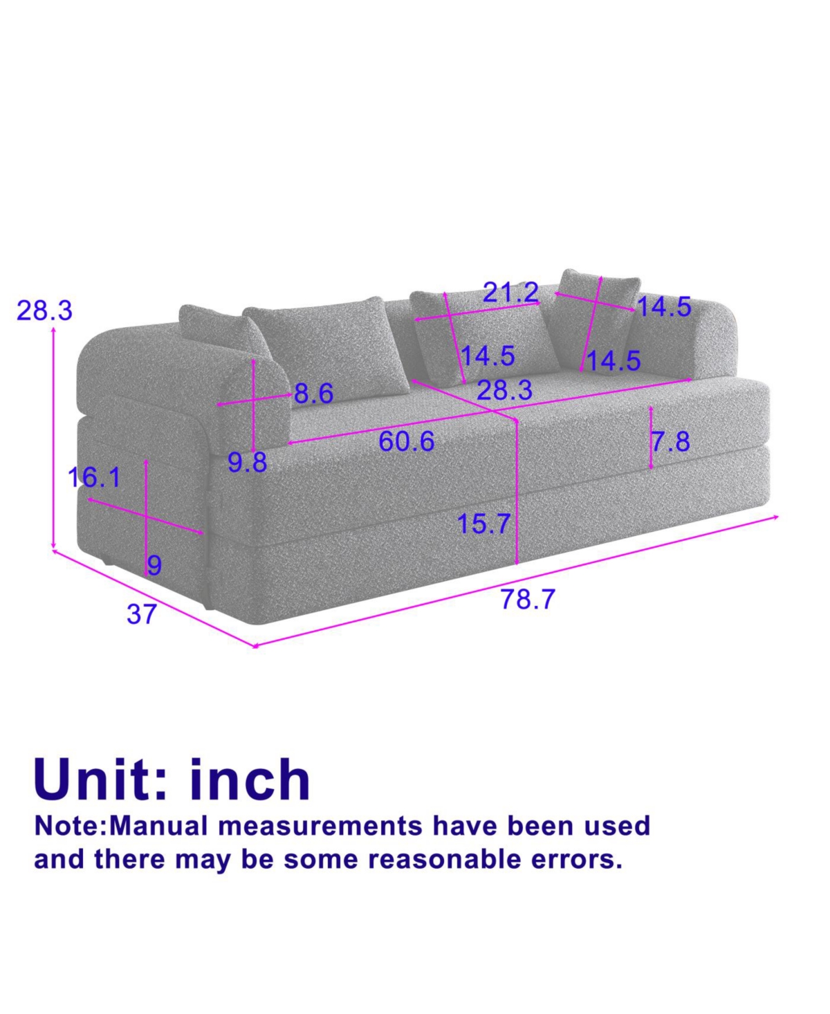 Streamdale Furniture Streamdale Convertible Sleeper Sofa Bed with Pillow, Chenille Folding Mattress Couch