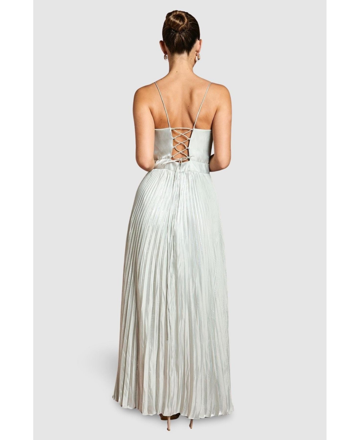 Coast Women's Metallic Pleated Corsage Maxi Dress