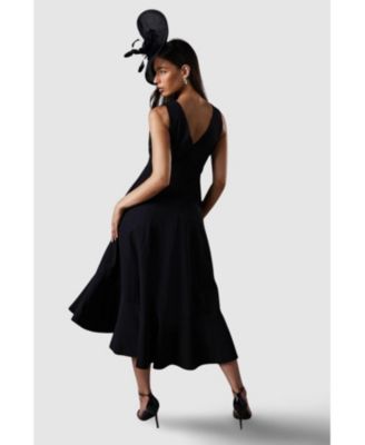 Women's Crepe Ruffle Low Back Dress