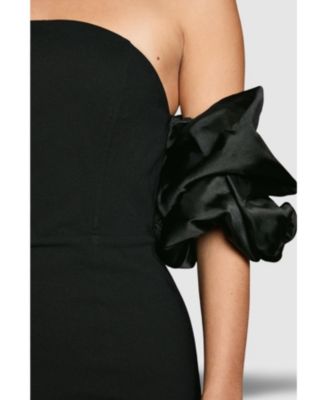 Women's Puff Sleeve Bardot Fishtail Maxi Dress