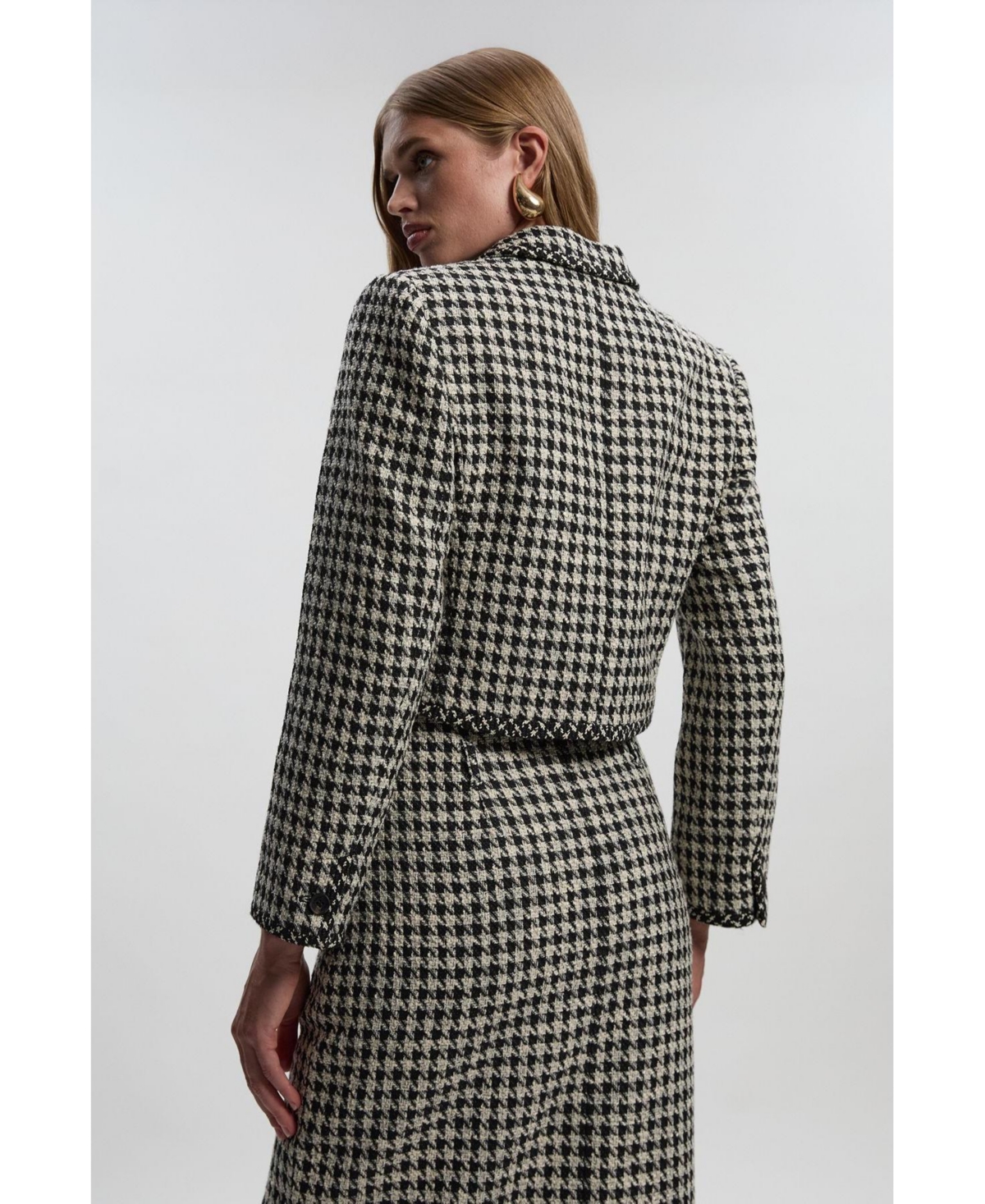 Karen Millen Women's Tweed Cropped Tailored Jacket